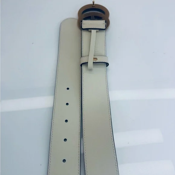 Gucci Gg Marmont White Leather Belt 400593 85/34